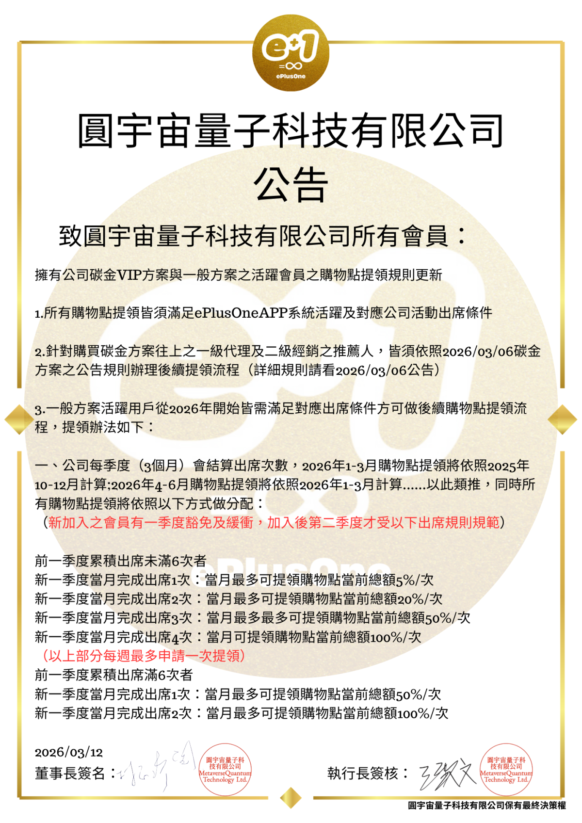 購物點提領細則更新（碳金VIP方案及一般方案）